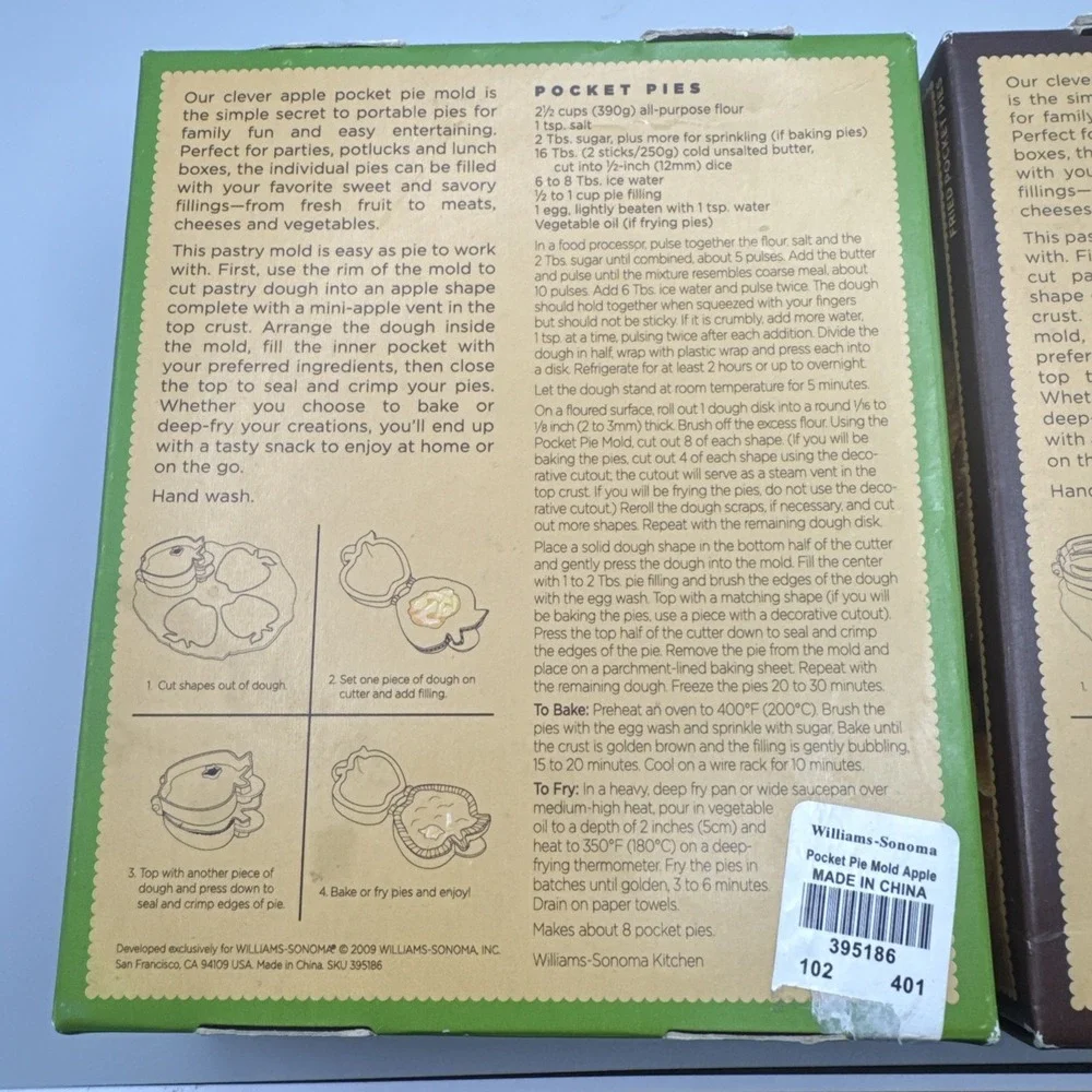 Williams Sonoma Pocket Pie Mold Pastry Mini Pastry Cutter Set 2 Apple &‎ Pumpkin